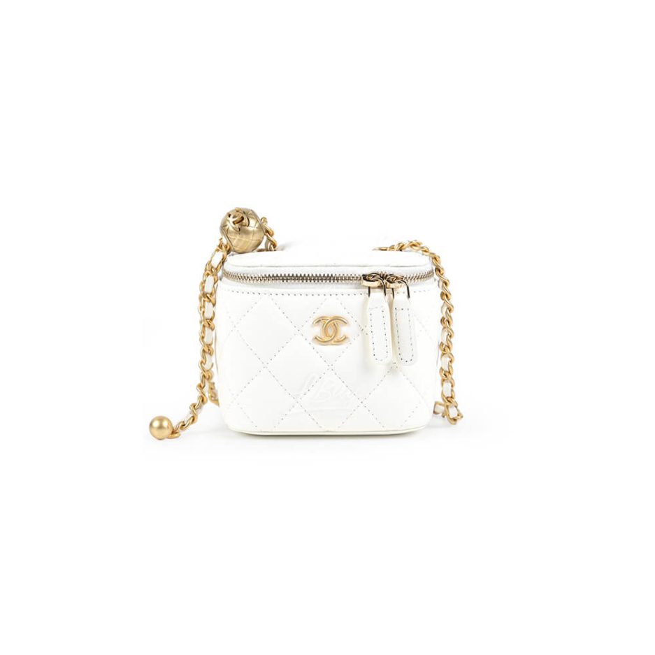 Ch*el small gold ball makeup bag