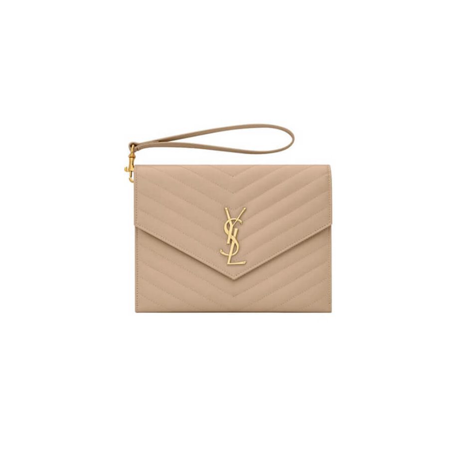 YSL CASSANDRE matelassé leather flap clutch