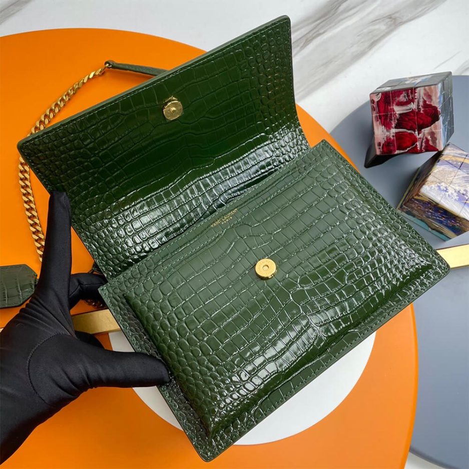 YSL Crocodile-embossed leather SUNSET Medium