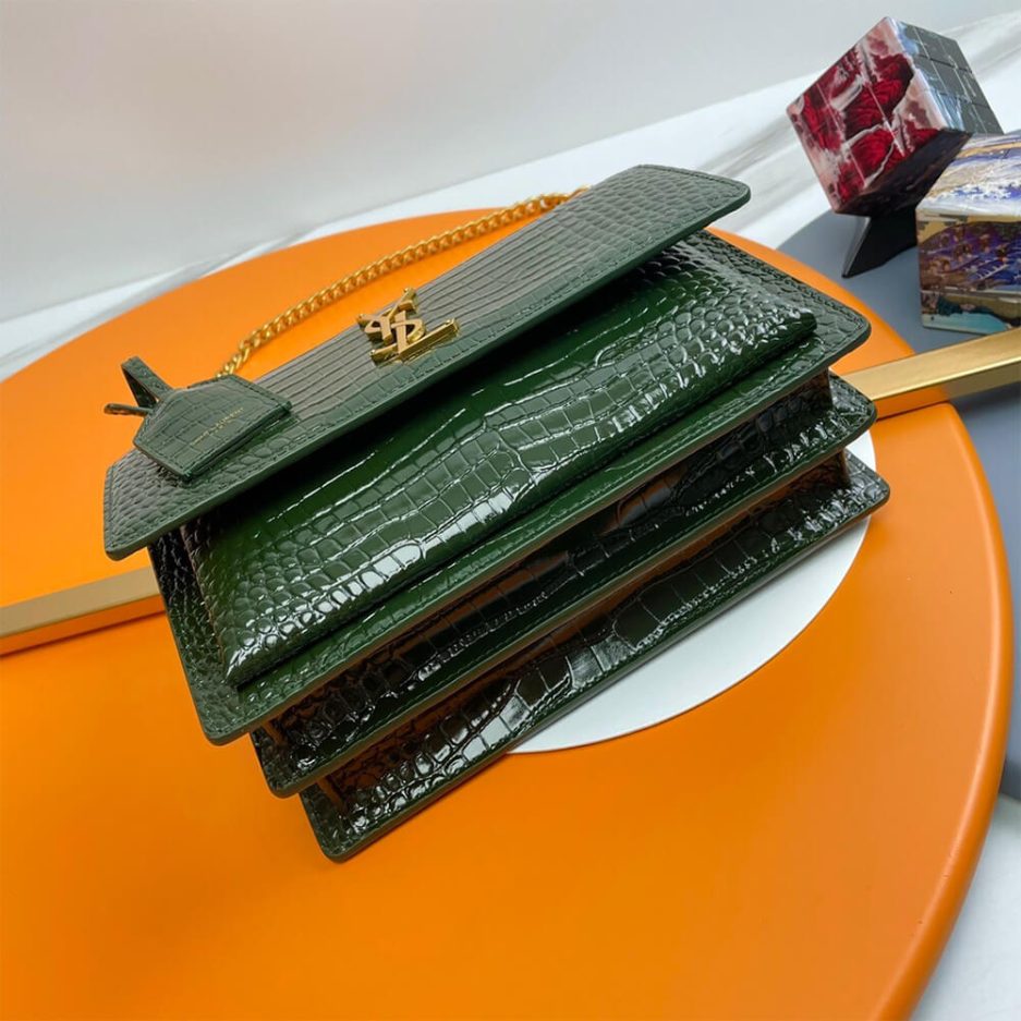 YSL Crocodile-embossed leather SUNSET Medium