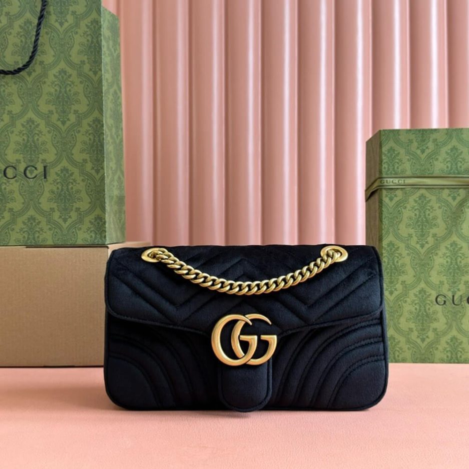 GG Velvet Small Marmont shoulder bag
