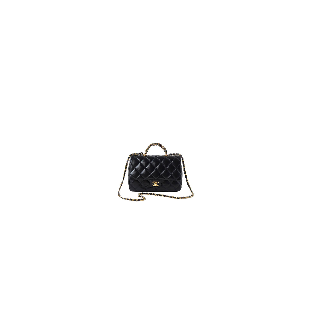 Ch*el flap bag with top handle