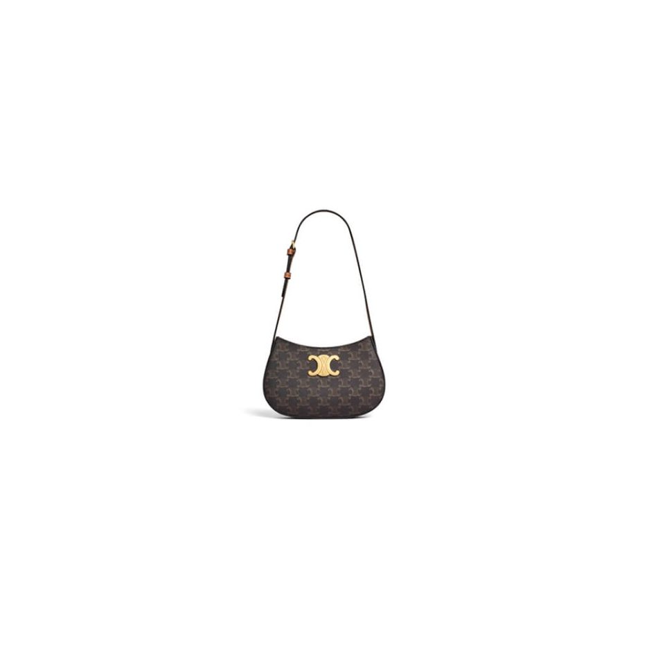 Ce**e medium tilly bag in triomphe canvas and calfskin