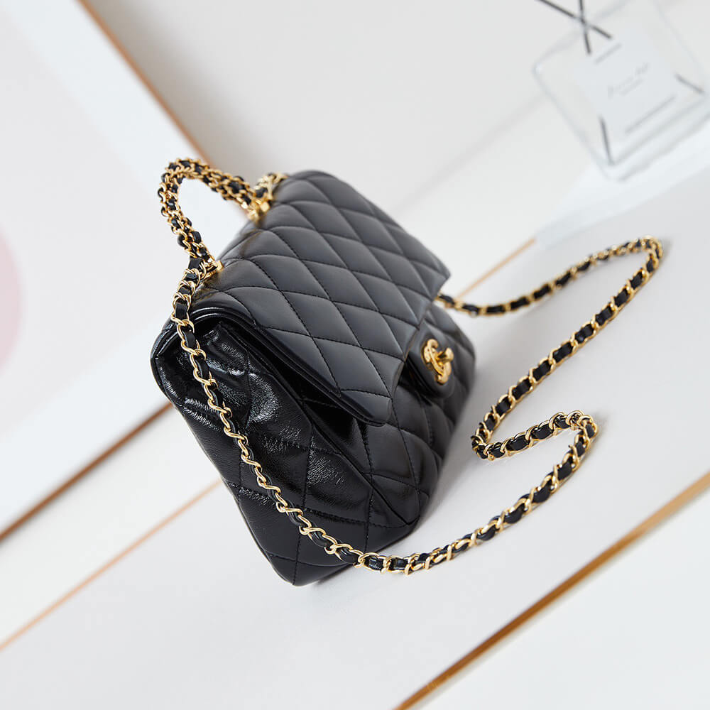 Ch*el flap bag with top handle
