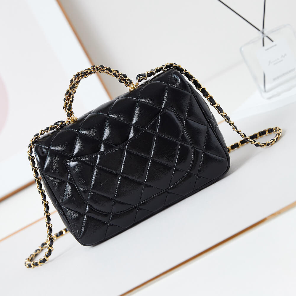 Ch*el flap bag with top handle