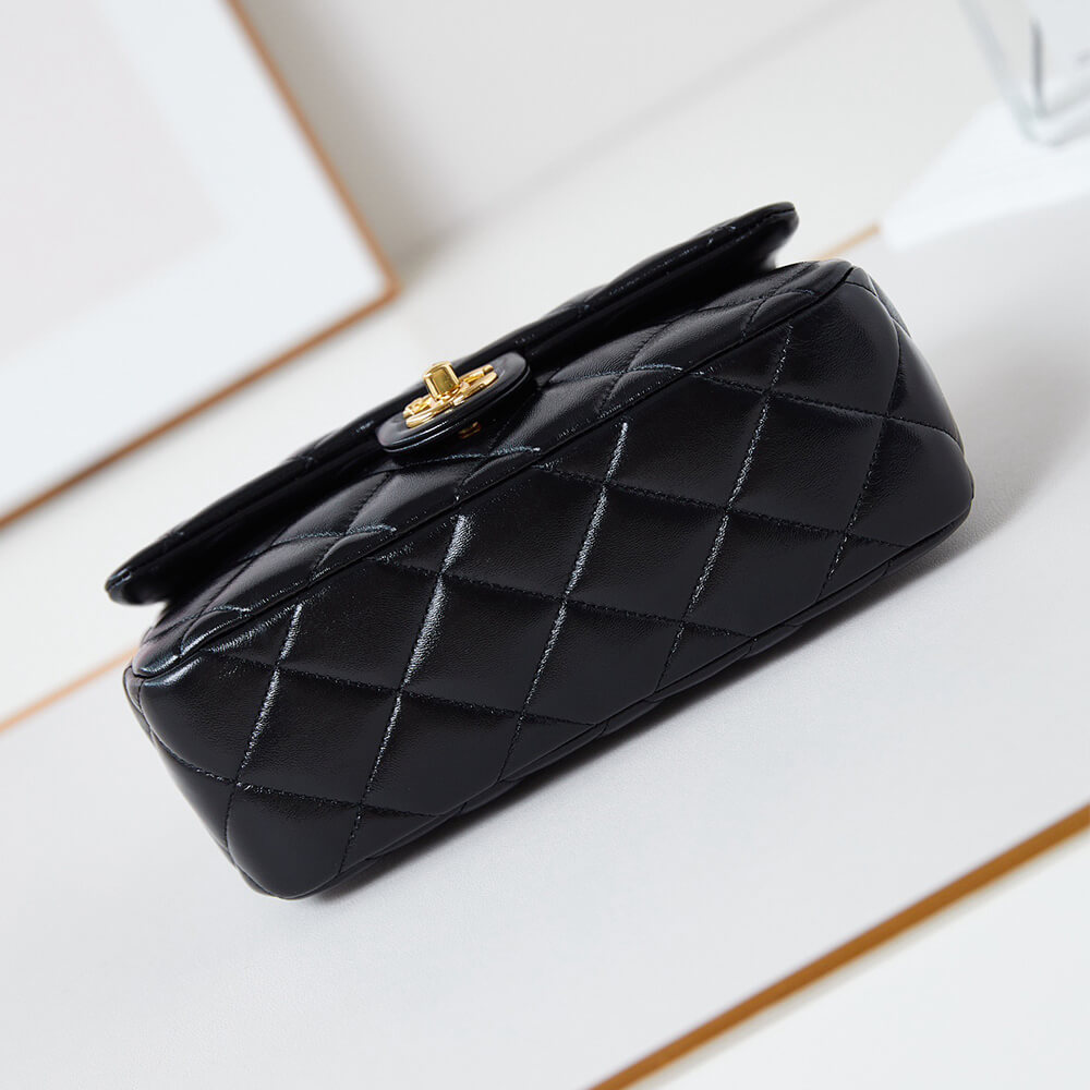 Ch*el flap bag with top handle