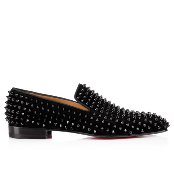 Ch**an louboutin loafers - veau velours and spikes - black - men