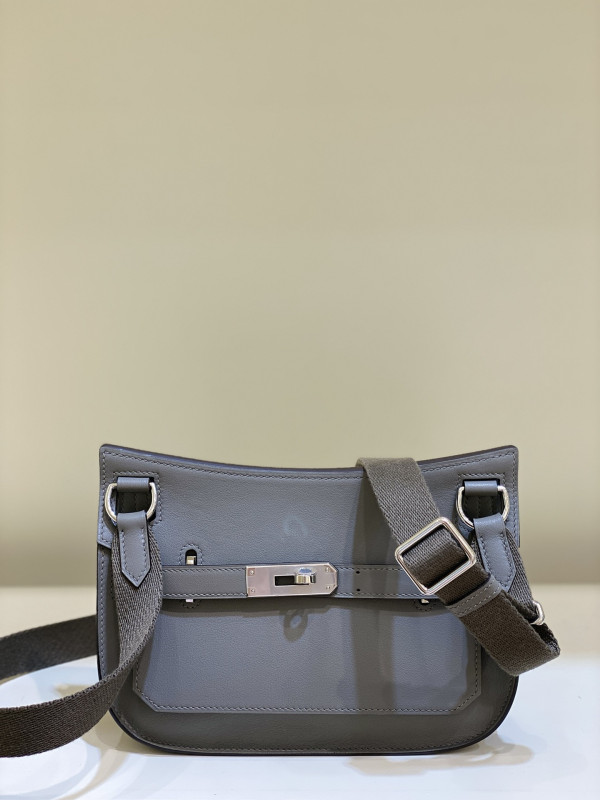 H**mes jypsiere mini bag in swift leather gris meyer