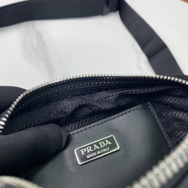 Pra*a re-nylon and brushed leather shoulder bag