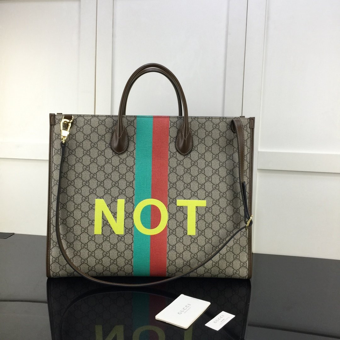 G*u*i 'fake/not' print large tote bag