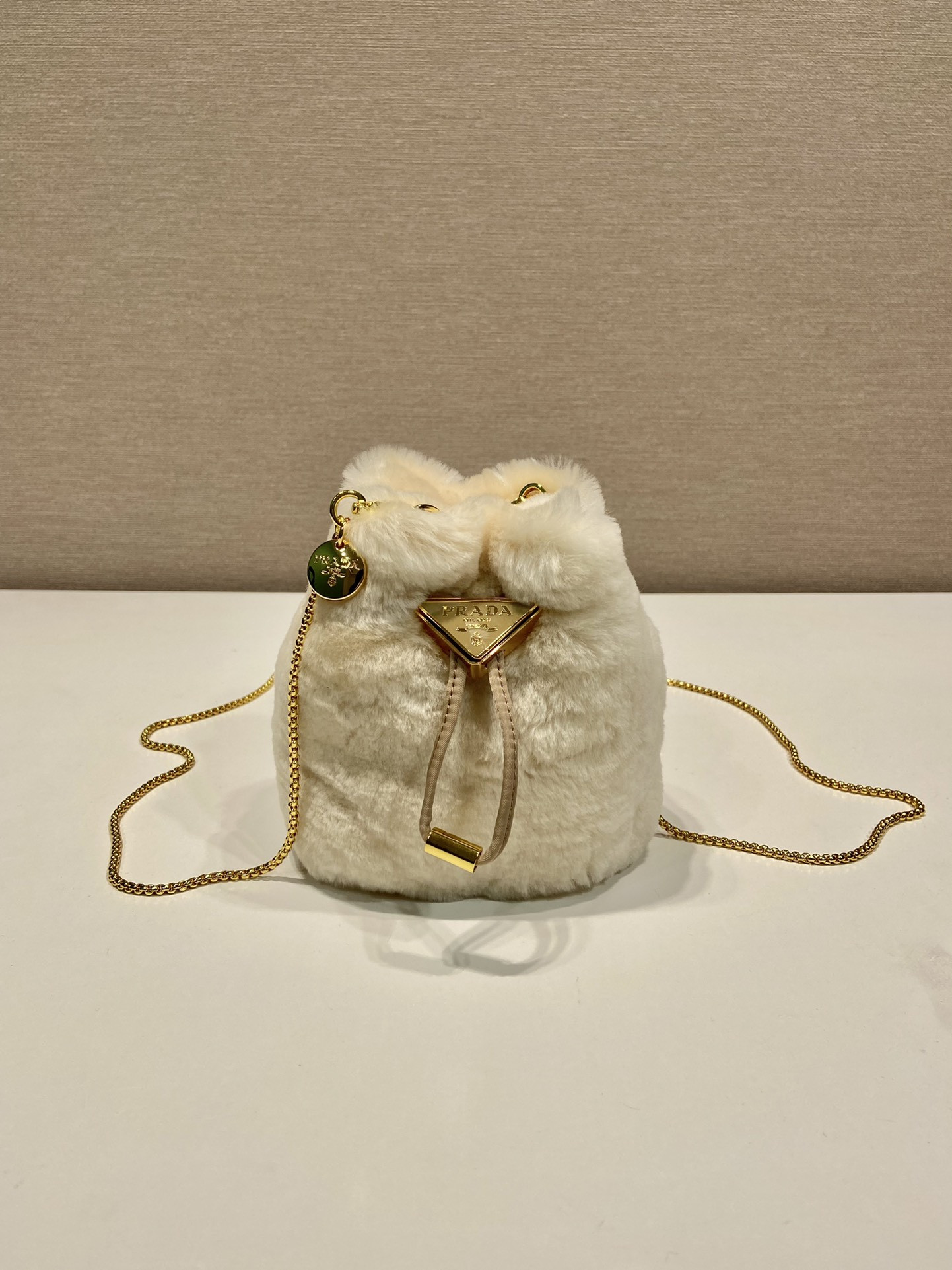 Pra*a  shearling bucket bag